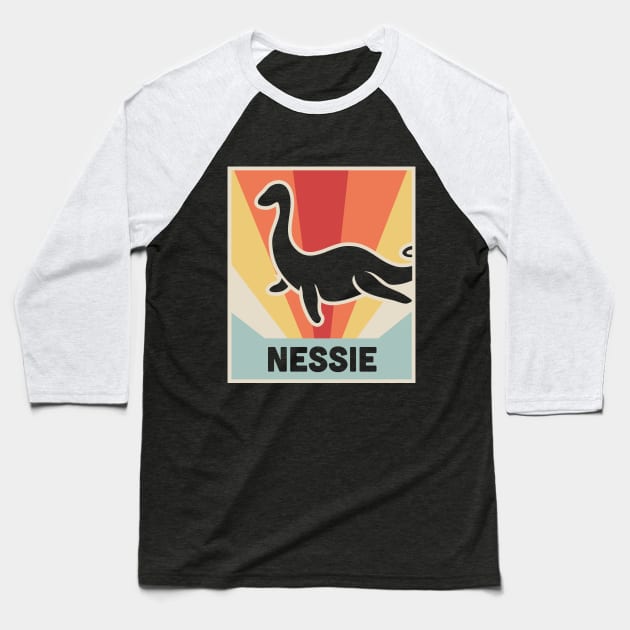 NESSIE – Vintage Loch Ness Monster Baseball T-Shirt by MeatMan